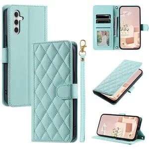 Funda de teléfono de cuero a cuadros para Samsung Galaxy A55 A54 A53 A52 A35 A34 A25 A24 A23 A14 A15 A12 A16 5G, funda con ranura para tarjeta - Product Image 1