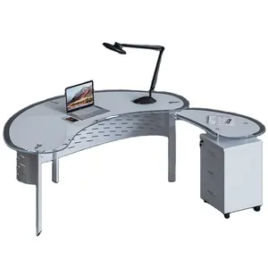Современное закаленное стекло, стиль руководителя, офисный стол, стол для персонала, компьютерный стол для офиса