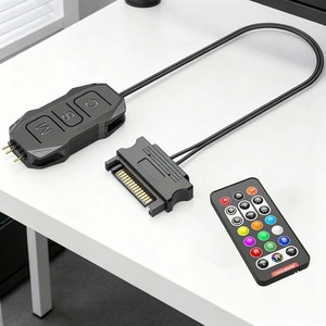 <span class=keywords><strong>Coolmoon</strong></span> SK1ตัวควบคุม arBB เคสพัดลม DIY 5V 3pin รีโมทคอนโทรลไร้สายสำหรับฮับซิงค์ไฟ <span class=keywords><strong>RGB</strong></span> - Product Image 1