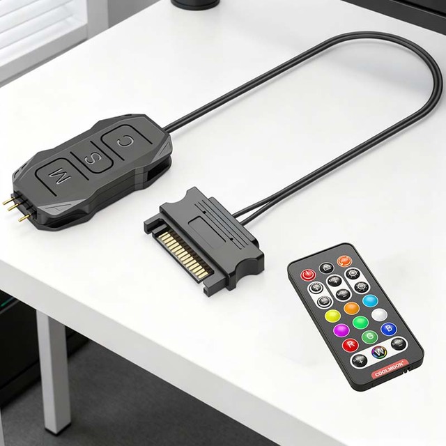 COOLMOON SK1 ARGB Controller PC Case Fan DIY 5V 3pin Wireless Remote Control for Power RGB Sync Hub in Stock
