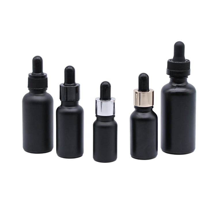 15ml 30ml Frosted Matte Black Boston Round Bottles With Dropper Caps