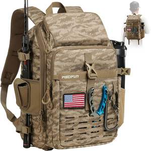 Sac à dos de pêche gratuit avec porte-cannes et 4 boîtes à accessoires, sac de pêche d'extérieur avec housse de pluie imperméable - Product Image 1