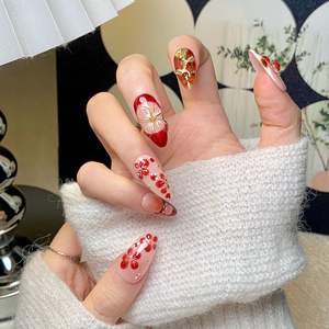 Vente en gros de faux ongles en forme d'amande <span class=keywords><strong>Queen</strong></span> avec design sculpté Faux ongles faits à la main pour femmes - Product Image 4