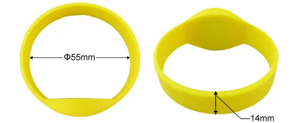 13.56MHz HFRFIDスマートブレスレットシリコンリストバンドF08防水ラウンドバンド直径65mm 70mm 74mm