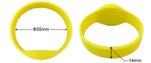 13.56MHz HF RFID braccialetto intelligente in Silicone braccialetto F08 impermeabile rotondo diametro 65mm 70mm 74mm