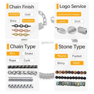 ブレスレット用の毎日着用ケーブルビーズファッショナブルなステンレススチールとファセット天然石男性と女性のためのカラフルなジュエリーギフト - Product Image 4