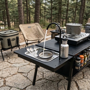 Mesa Plegable IGT para Exteriores con Panel de Grifo de Agua, Accesorio Portátil para Fregadero de Camping, Módulo de Mesa Modelo 05/1, Serie de Mesa y Sillas - Product Image 3