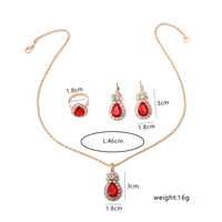 Ensemble de bijoux en cristal coloré trois pièces avec collier pendentif, boucles d'oreilles et bague halo pour femme, cadeau pour mariage ou fête