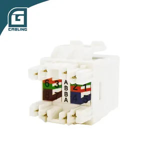 Modul jack keystone yang cepat dan mudah dipasang 8p8c rj45 cat 6 6a 5e konektor keystone jack UTP female Cat6 Cat6a Cat5e keyst