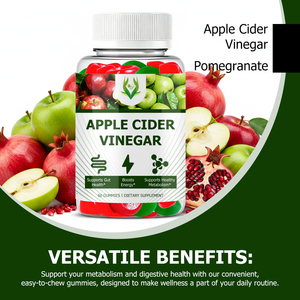 Private Label Apple Cider Vinegar Gummies with Total Carbohydrates Boosts Energy Supports Healthy <b>Metabolism</b> Gummies - Product Image 3