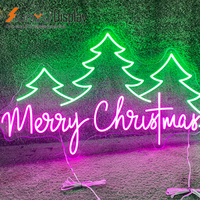 Vente en gros pas de quantité minimale de commande personnalisé arbre de Noël joyeux Noël enseigne au néon pour fête de vacances décor à la maison lettre personnalisée Logo Design
