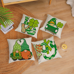<span class=keywords><strong>St</strong></span> Patricks jour jeter oreiller dessin animé impression maison vacances décor trèfle trèfle porte-bonheur chapeau housse de coussin - Product Image 5