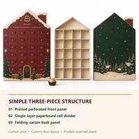 Boîte de calendrier de l'avent minimaliste en forme de maison, matériaux recyclés, fermeture magnétique, design personnalisable pour cadeaux de fêtes et vente au détail