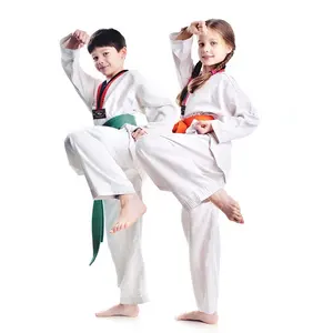 Seragam Taekwondo WTF Anak-anak, Pakaian Seragam Taekwondo Karate GI Kustom Promosi