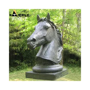 Открытый сад парк в натуральную величину металлическая латунная скульптура животных Реалистичная и яркая Бронзовая статуя головы черной лошади скульптура для продажи