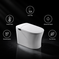Toilette intelligente tout-en-un avec couvercle automatique, chauffage instantané, lavage, siège chauffant, lumière nocturne et désodorisant