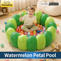 Pursuefree Wassermelonen-Blütenblatt-Pool Aufblasbarer Kinderpool für Innen & Außen Faltbares Rundes Bällebad & Blütenblatt-Pool