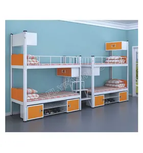 Fashion Design Double Deck Metal Kids Beds School Bed For Dormitory