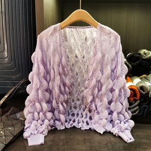 Light As a Feather~ Niche Design <strong>Bubble</strong> Style <strong>Top</strong>, New Summer Loose Sweet Solid Color Long-sleeved Jacket - Product Image 6