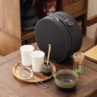 Accessoires pour matcha, ensemble de matcha en céramique, ensemble de voyage portable en céramique, ensemble de 9 pièces, tasse à matcha, fouet à matcha en bambou
