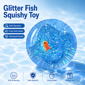 Ocean Planet Squishy de Pez Dorado con Lentejuelas Brillantes, Juguete Sensorial Antiestrés para Aliviar el Estrés, Muñeco para Apretar - Product Image 1