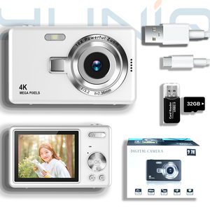 กล้องย้อนยุค Yuniq Anti Shake 16X FHD 1080P รุ่นประหยัด กล้องวินเทจ ปี 2000 ยอดนิยม ราคาถูก รองรับการ์ด TF 96 เมกะไบต์ กล้องดิจิตอลยุค 2000s รุ่น Q12 สีชมพูเจ้าหญิง - Product Image 1