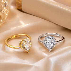 Anello aperto a forma di goccia d'acqua, gioiello da donna dal design classico per l'uso quotidiano - Product Image 3