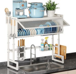 Trend Double Tier Wall Mounted Folding Carbon Steel Multifunction <b>Dish</b> Drying <b>Rack</b> Storage Kitchen <b>Dish</b> Drainer Eco-Friendly - Product Image 6