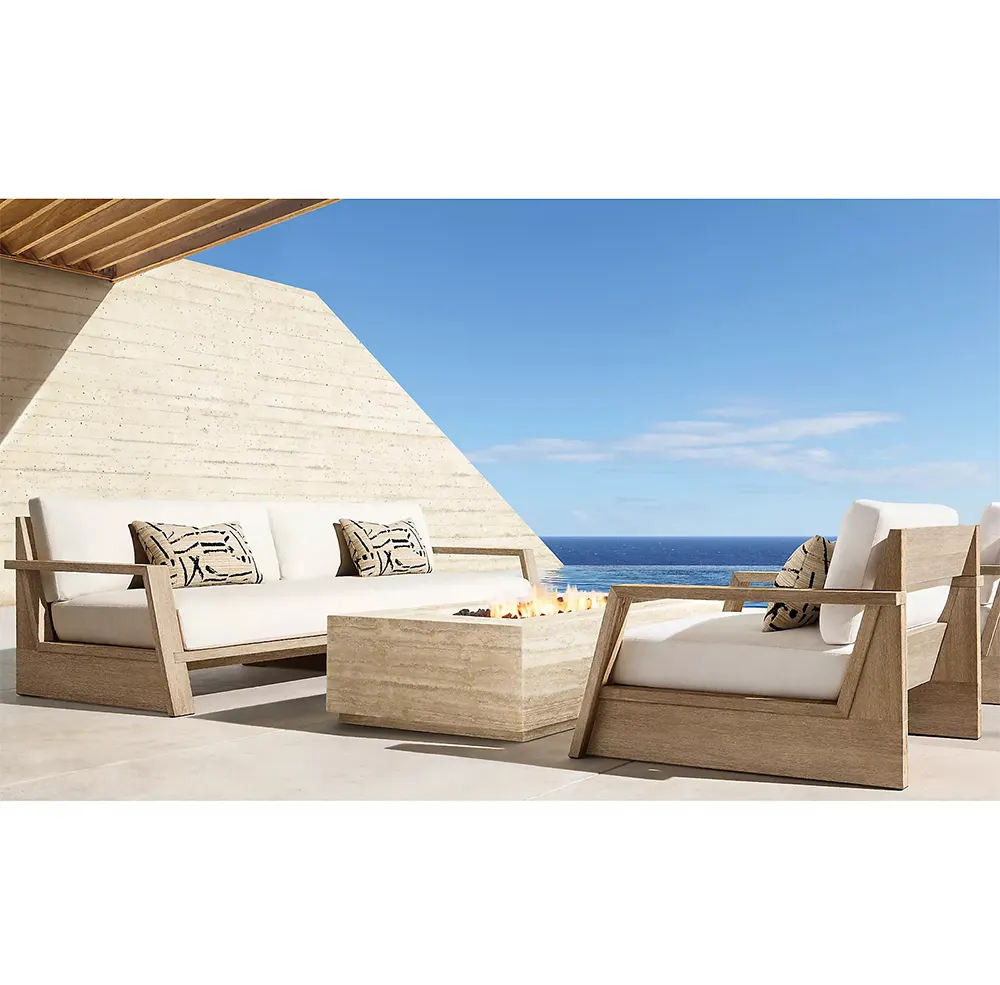 Set ruang santai teras furnitur kayu Set Sofa kayu jati kuat luar ruangan furnitur mewah luar ruangan