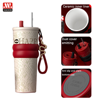 Bouteille d'eau isotherme en acier inoxydable de 710 ml, style serpent tendance, pour l'extérieur, la voiture, le travail, le thé et le café, avec paille et infuseur à thé