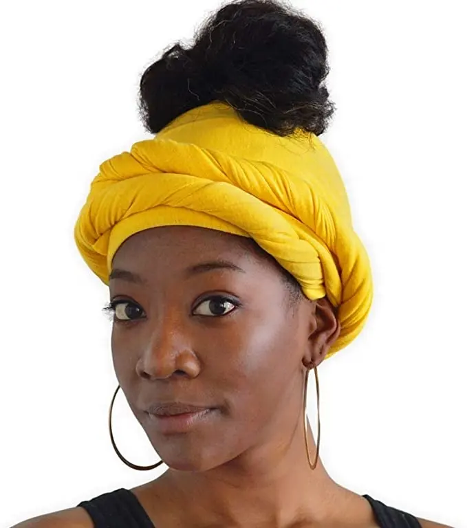 LULU&LUCY Head Wraps for Women African Hair Scarf Stretch Jersey Long Soft Breathable Turban Tie Headwrap