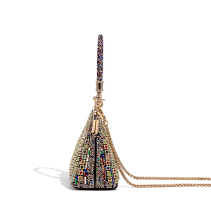 Sac <span class=keywords><strong>de</strong></span> soirée pour femme en strass, forme éventail, avec poignée diamantée et fermoir Kiss Lock, pour mariage et fête, avec chaîne amovible, sac à main bandoulière - Product Image 4