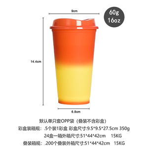 Nueva moda 16oz taza de plástico que cambia de color logotipo personalizado colores degradados tazas de plástico reutilizables taza de café - Product Image 6