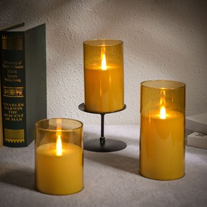 شمعة <span class=keywords><strong>LED</strong></span> عمودية مع تحكم عن بعد، لهب أصفر، غطاء أكريليك، بدون لهب حقيقي، موفرة للطاقة، لتزيين المنزل وأعياد الميلاد - Product Image 5