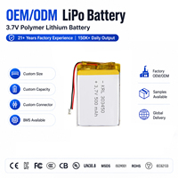 3.7V 500mAh 303450 Lipo Pouch Cell OEM Grosir Baterai Lithium Soft Pack Untuk Walkie Talkie Perangkat Genggam Industri