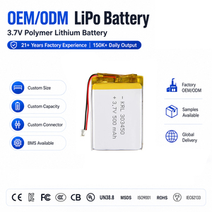 3.7V 500mAh 303450 리포 파우치 셀 OEM 도매 소프트 팩 리튬 배터리 (무전기, 산업용 휴대 기기용) - Product Image 1