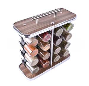 ביתי מתלה תבלין מלח שאכר פלפל שייקר מיכל זכוכית תיבול צנצנת סט שייקר בקבוק עם אחסון - Product Image 1