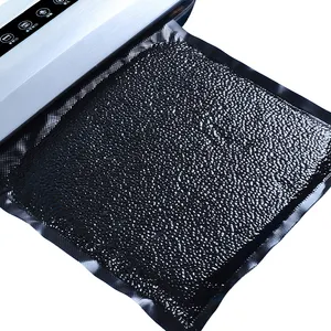 China Supplier Custom Textured Embossed Black Transparent Food Saver Vacuum Seal Package Bag Biodegradable Vacuum Bag