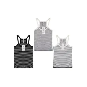 Women's Basic Ribbed Tank Top OEM Manufacturers Striped Sleeveless Vest for women