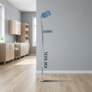Béquille de marche en alliage d'aluminium chromé, capacité de charge de 300 lb, hauteur réglable de 43,3 pouces, poignée en mousse, usage industriel - Product Image 2