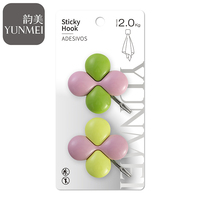 Crochet adhésif Fleur de Trèfle Couleur Macaron Sans Perçage Support Mural pour Cuisine Salle de Bain Salon