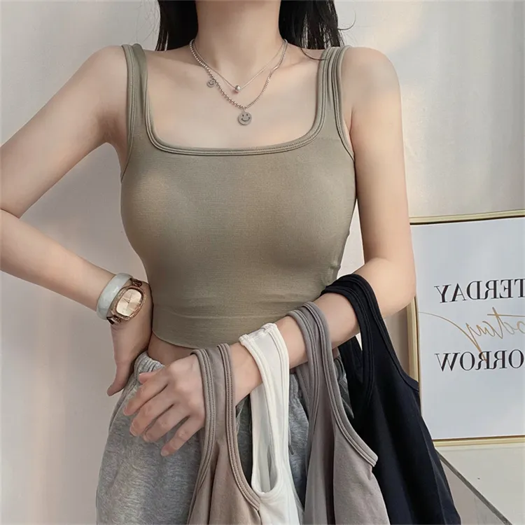 square neck sleeveless summer crop top casual basic T shirt off shoulder cami sexy backless women casual tank tops