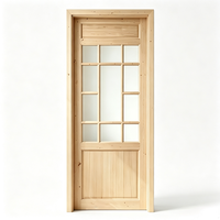 Porte intérieure en bois de pin massif avec grille, porte en bois brut pour la rénovation de la maison, de la chambre et du bureau