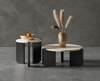 Table basse moderne en bois massif pierre de grotte naturelle dessus en marbre nordique Wabi-Sabi hôtels chez l'habitant résidences privées usine directe