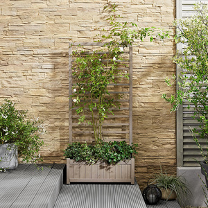 Jardinera Elevada Moderna con Certificación <span class=keywords><strong>FSC</strong></span>, <span class=keywords><strong>de</strong></span> <span class=keywords><strong>Madera</strong></span> <span class=keywords><strong>de</strong></span> Cedro, con Enrejado, Grande, para Exteriores, Color Gris Oscuro, para Jardinería Doméstica - Product Image 5