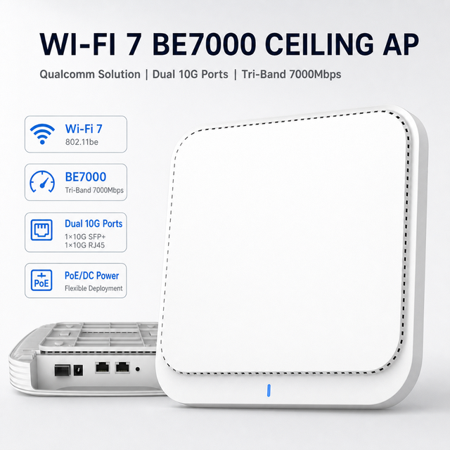 WiFi 7 Tri-Band 7000 Mbps Wireless AP Model ALBE880 for Commercial Offices Campus Indoor Ceiling-Mounted Wi-Fi