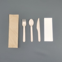 Ensemble de couverts jetables en bois de bouleau avec logo personnalisé, couteau, fourchette et cuillère biodégradables en bois pour pique-nique, barbecue, fête, approvisionnement en gros, OEM