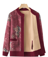 Cardigans d'hiver extra-épais doublés polaire pour femmes seniors, mères et grand-mères, motif floral d'automne
