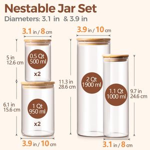 Factory Direct 550ml 19oz <b>Glass</b> Round <b>Food</b> Spice Nuts <b>Container</b> <b>Glass</b> <b>Storage</b> Jars With Airtight Bamboo Lids - Product Image 4
