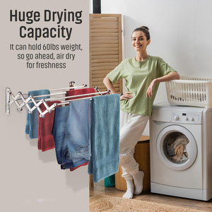 Séchoir à linge mural pliable en aluminium de 6,5 m à trois niveaux, sans rouille, pour salle de bain, utilisation intérieure/extérieure - Product Image 3